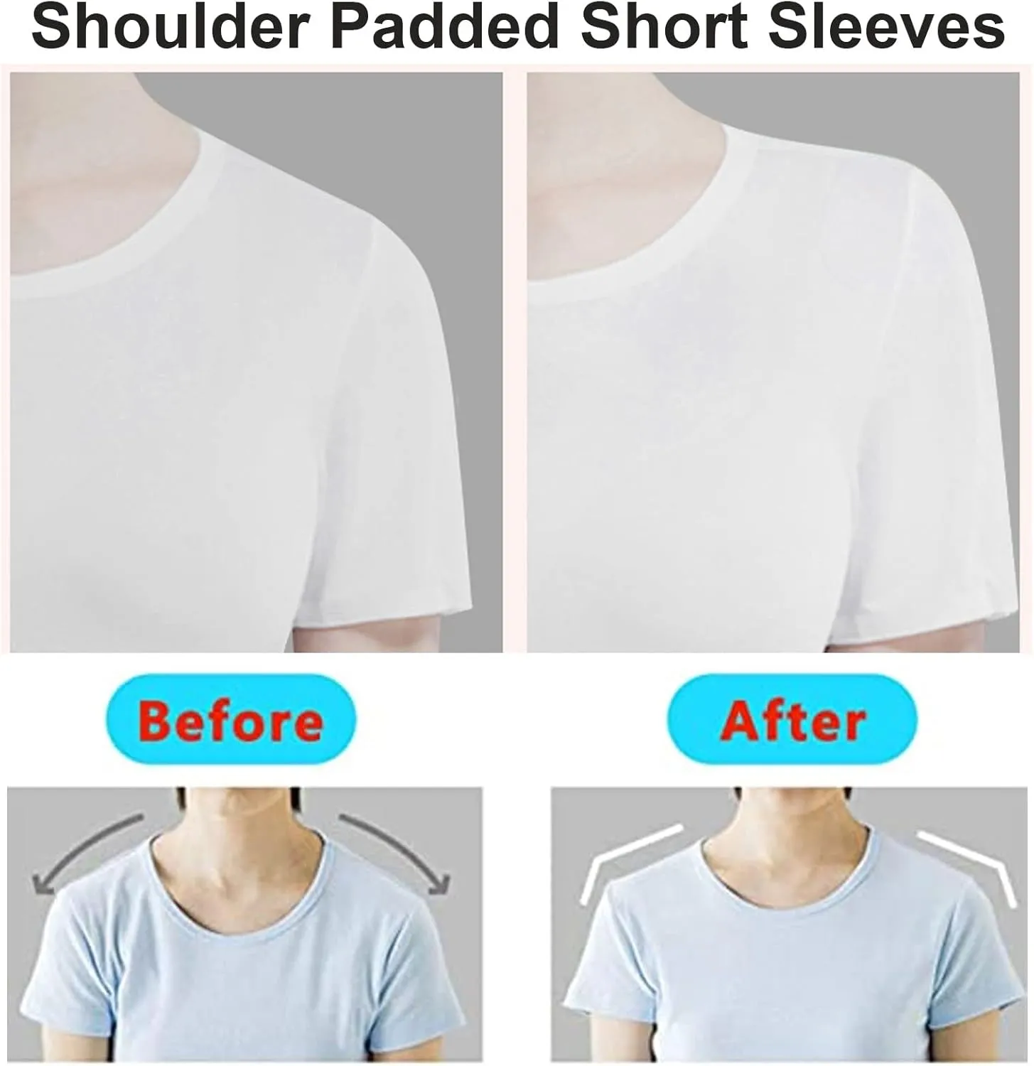 Womens 2 in 1 Built-in Shoulder Pad Vest V Low Neck Shoulder Shirt Undershirt Tank(M,Black)