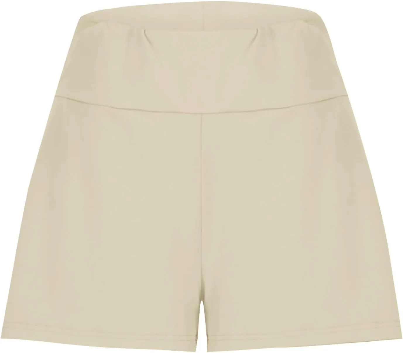 Women's 2 in 1 Lined Trendy Short Solid Color High Waisted Pant Loose Fit Stretch Trouser Elastic Comfy Shorts
