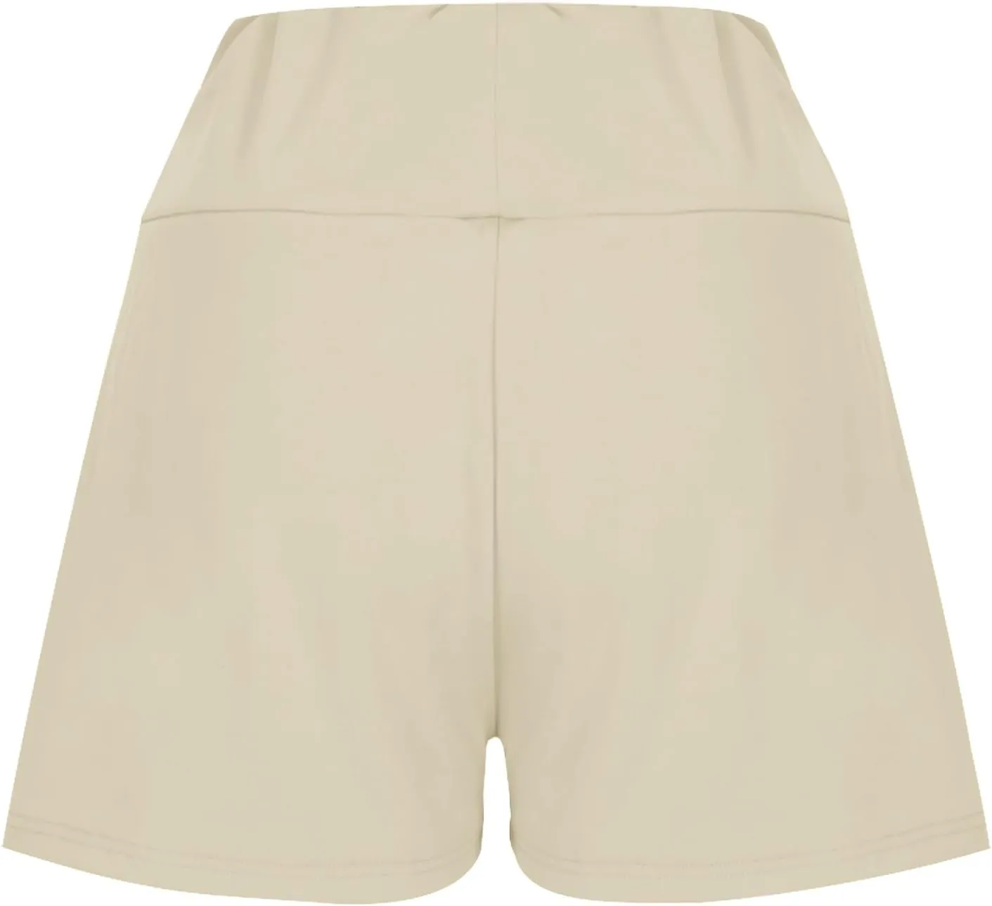 Women's 2 in 1 Lined Trendy Short Solid Color High Waisted Pant Loose Fit Stretch Trouser Elastic Comfy Shorts