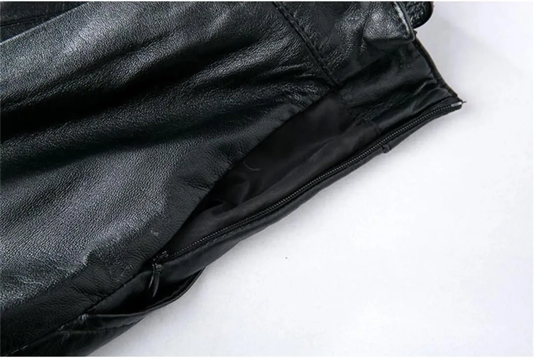 Womens Autumn Winter Leather Midi Skirt Loose High Waist Bow Belt Retro Red Pleated A-Line Skirt