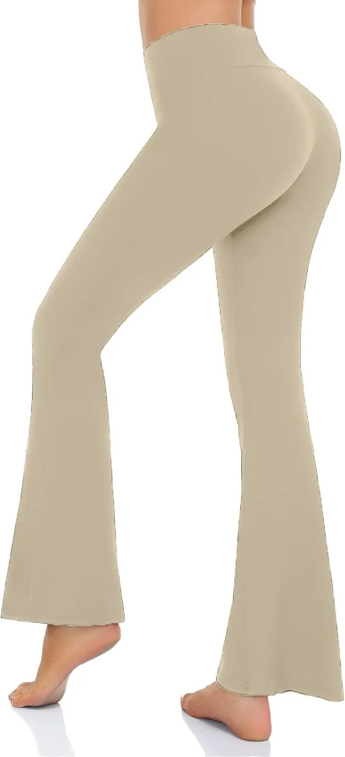 Womens Bootcut Yoga Pants Tummy Control Flare Leggings High Waist Crossover Lounge Bell Bottom Jazz Dress Baseball Pants