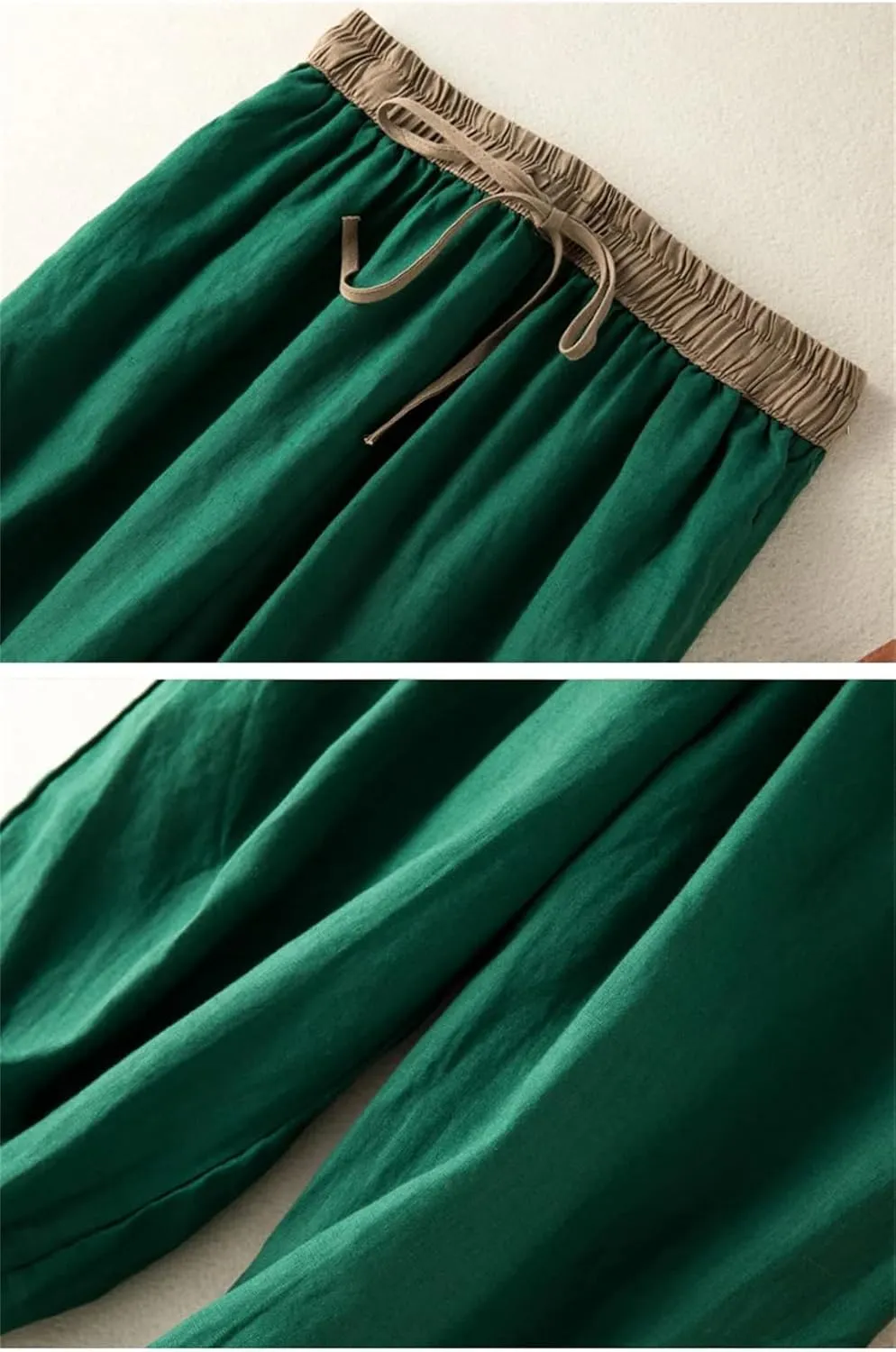 Women's Casual High Waist Nine-Point Pants Solid Color Loose Drawstring Harem Pants