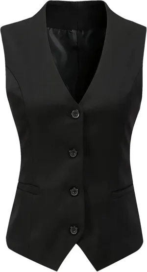 Women's Formal 4 Button V-Neck Business Dress Suit Vest Waistcoat Women's Vest