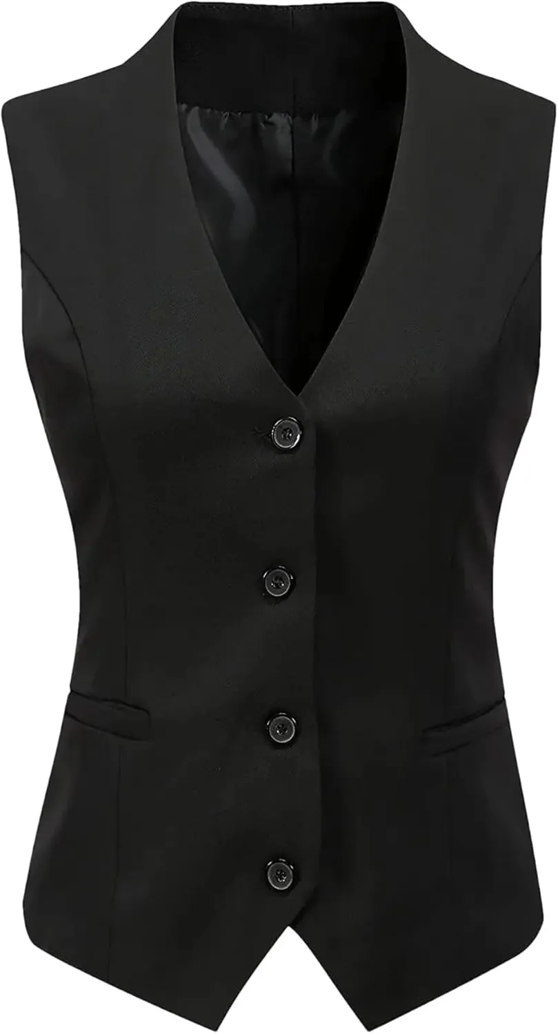 Women's Formal 4 Button V-Neck Business Dress Suit Vest Waistcoat Women's Vest
