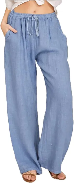 Womens Linen Wide Leg Pants High Waisted Drawstring Pant Athletic Casual Sweatpants Flowy Beach Pants Summer Trousers
