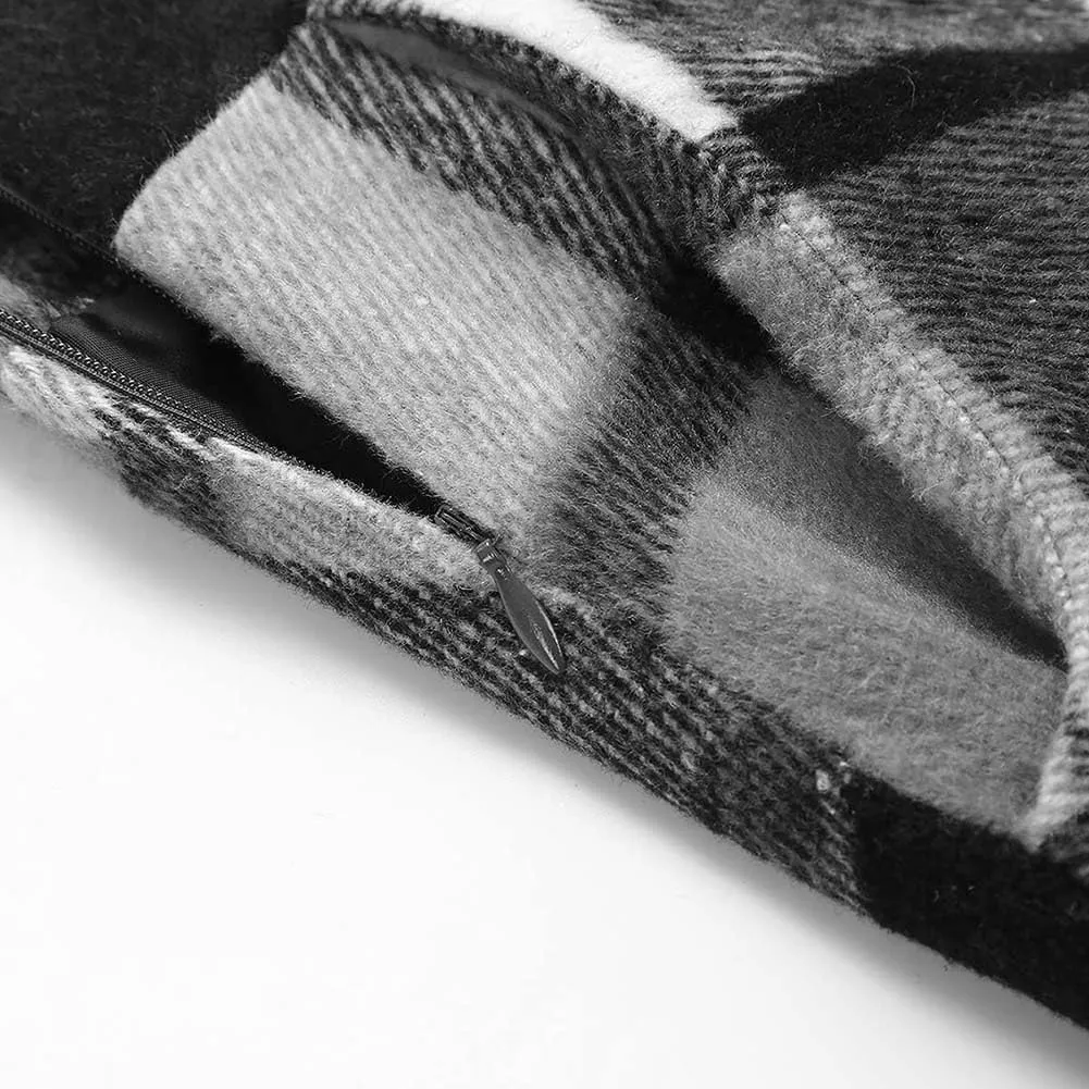 Women's Long Plaid Wool Skirt Fall Winter High Waist A-line Pleated Wool Tartan Skirts