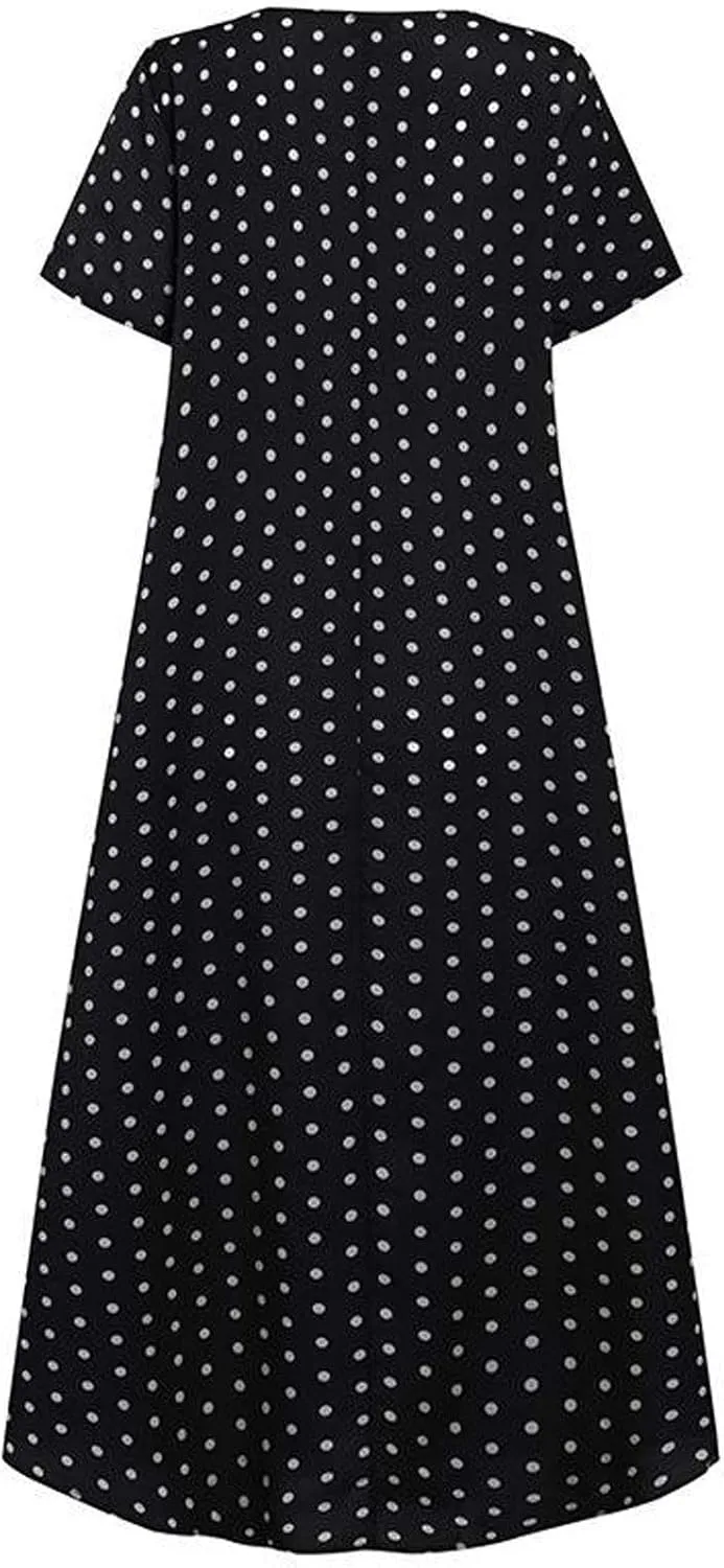 Women's Midi Long Dress Plus Size Summer Sleeveless O Neck Casual Loose Tunic Dresses Vintage Graphic Print Sundress