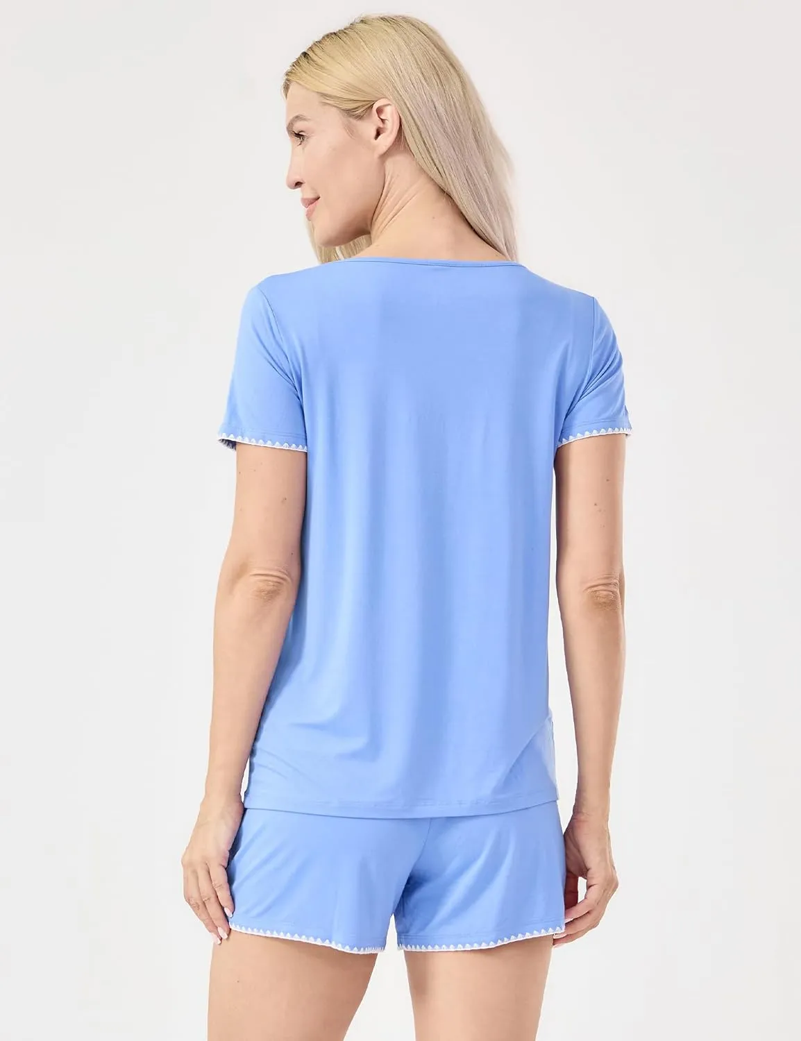 Women's Pajama Sets Bamboo-derived Viscose Short Sleeve 2-Piece Soft Summer Sleep Set