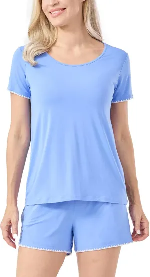 Women's Pajama Sets Bamboo-derived Viscose Short Sleeve 2-Piece Soft Summer Sleep Set