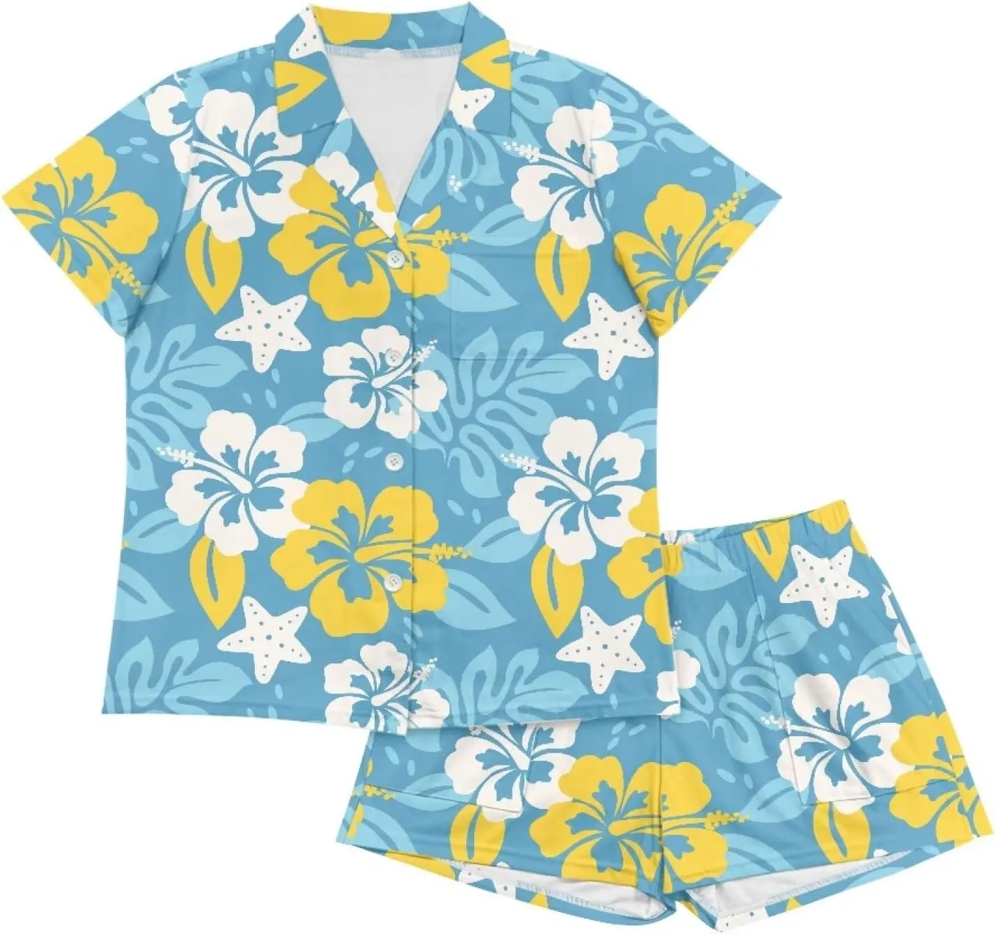 Women's Pajamas Set Short Sleeve 2 Piece Button Sleepwear Lounge Sets with Pockets Pjs Nightwear