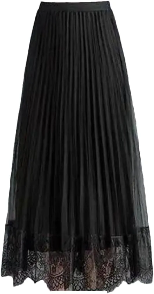 Women's Skirt Spring Female Fashion Floral Loose Elegant Vintage Lace High Waist Midi Skirts