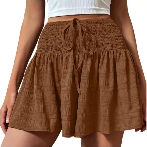 Women's Summer Fashion Solid Color Drawstring Skirts Short High Waisted Mini Skirt Golf Tennis Going Out Shorts