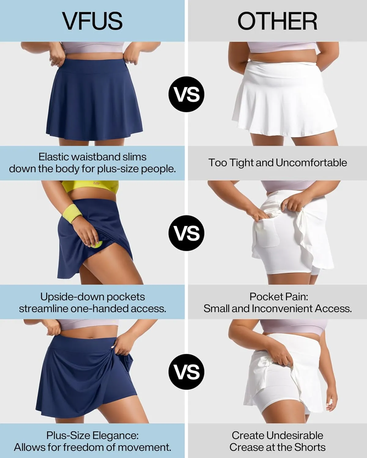 Women's Tennis Skorts with 2 Pockets Plus Size Golf Skirts High Waisted Pleated Athletic Skirt for Pickleball Running
