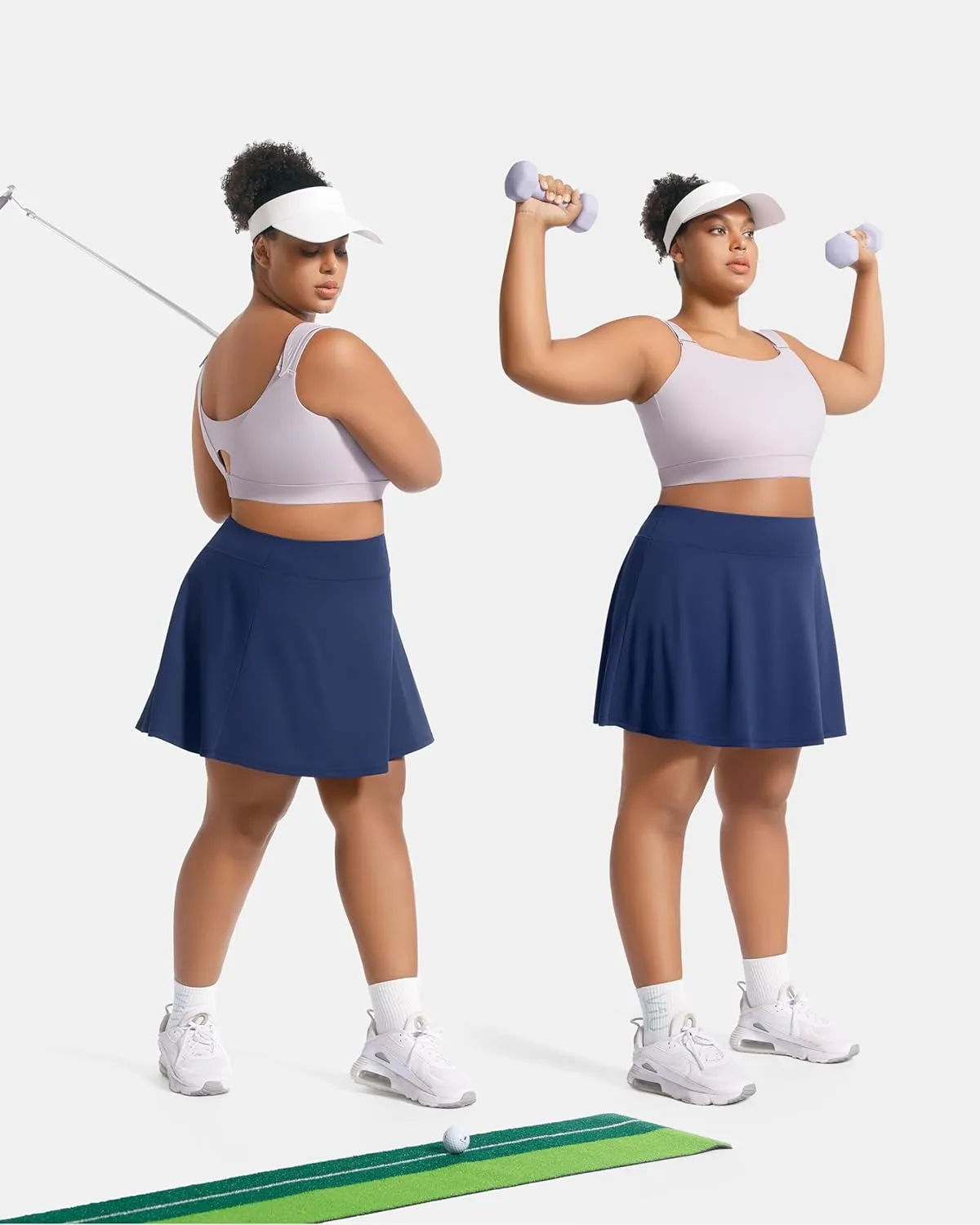Women's Tennis Skorts with 2 Pockets Plus Size Golf Skirts High Waisted Pleated Athletic Skirt for Pickleball Running