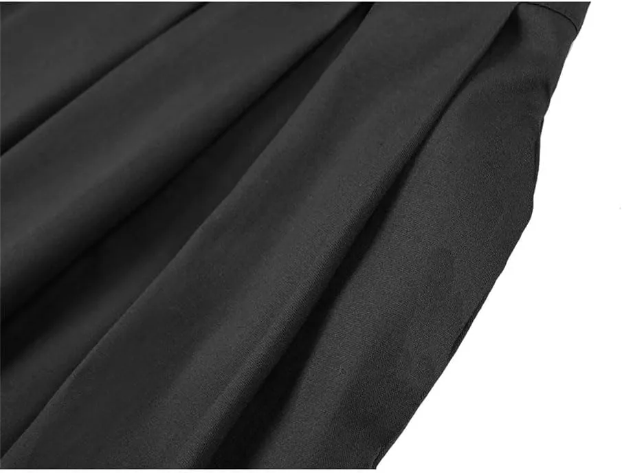 Womens Vintage Skirts High Waist Pleated Midi A-Line Casual Swing Pleated Skirt