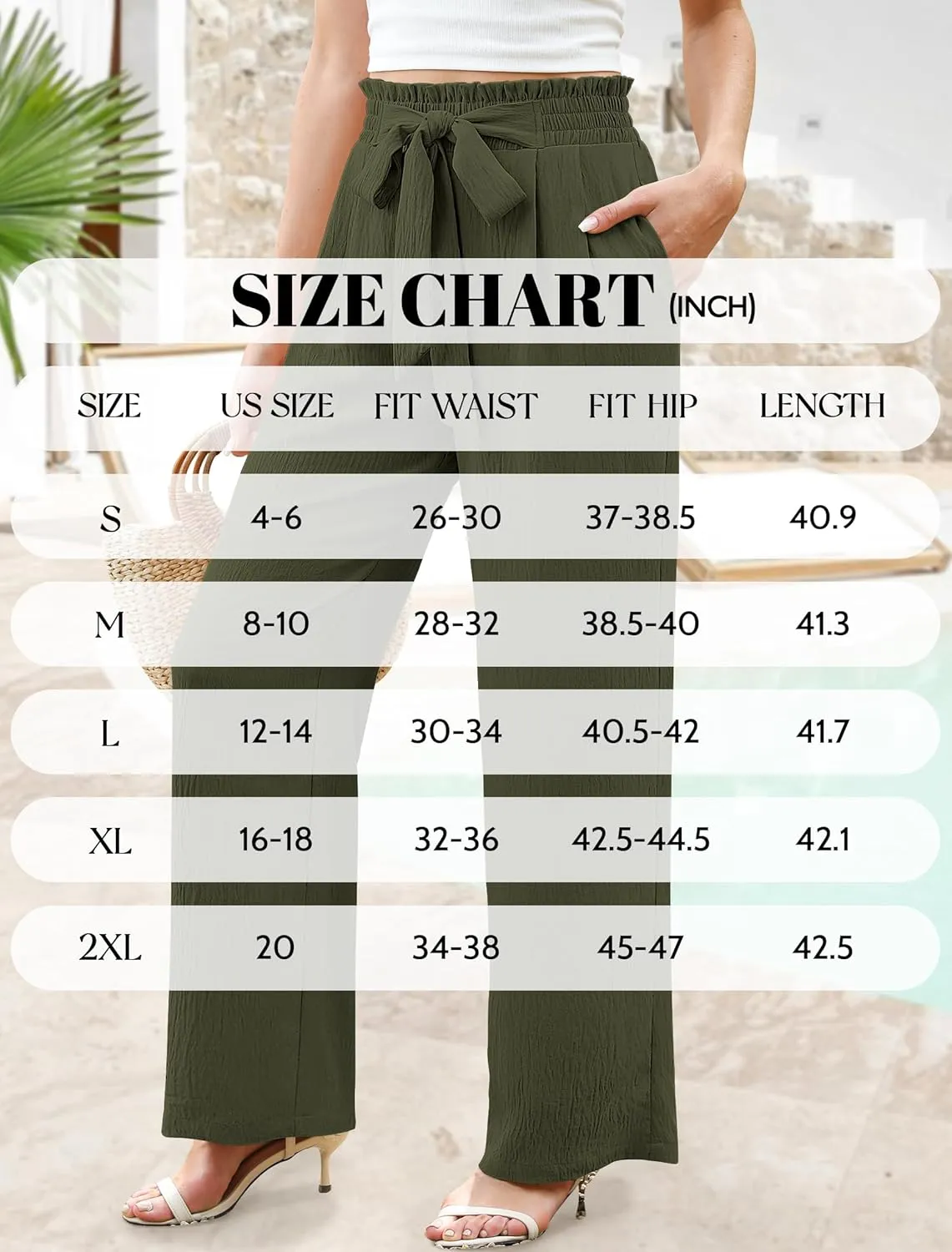 Women's Wide Leg Lounge Pants with Pockets Lightweight High Waisted Adjustable Tie Knot Loose Trousers