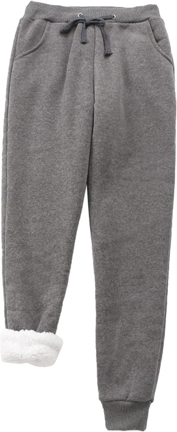Women's Wide Leg Pants Winter Baggy Sports Capris with Pockets Solid Color Flare Leggings