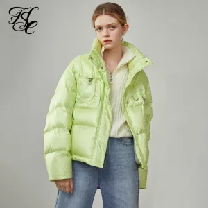 Women's Winter Black Short Stand Collar Down Jackets  Fashion Casual Bread Jacket Women Apricot Loose Down Coats