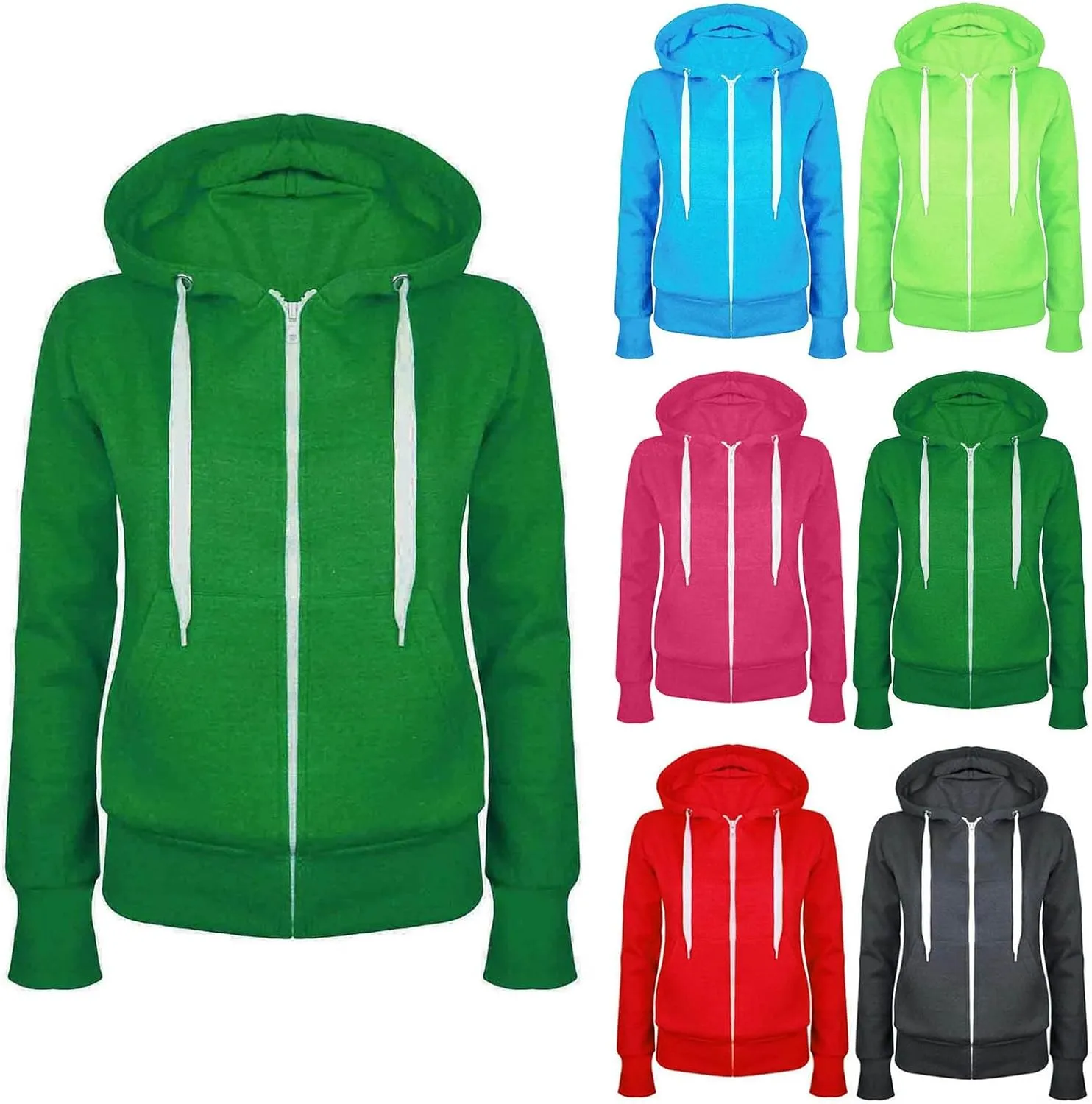 Womens Zip Up Hoodies Lightweight Casual Hoodie Long Sleeve Drawstring Hooded Sweatshirt Fall Outfits with Pockets