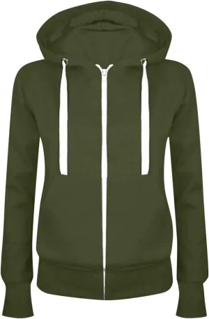 Womens Zip Up Hoodies Lightweight Casual Hoodie Long Sleeve Drawstring Hooded Sweatshirt Fall Outfits with Pockets