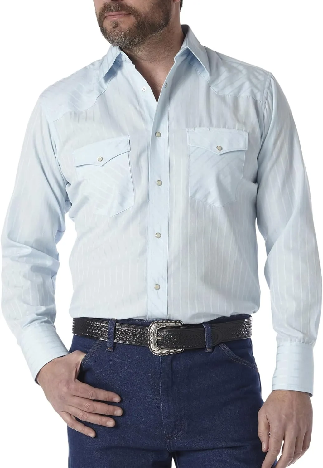 Wrangler Men's Sport Western Two Pocket Long Sleeve Snap Shirt