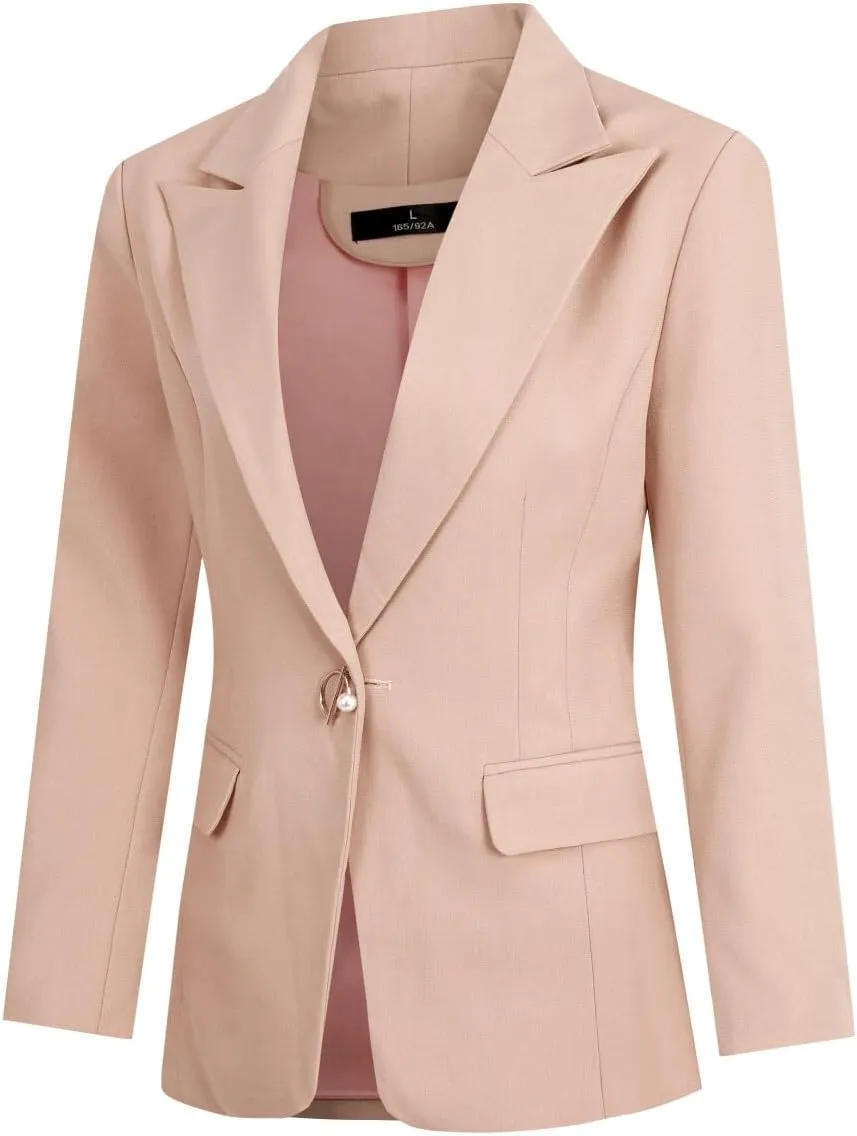 YYNUDA Women's Business 2 Piece Lady Suit Set Office Work Solid 1 Button Pantsuit Blazer Jacket and Pants