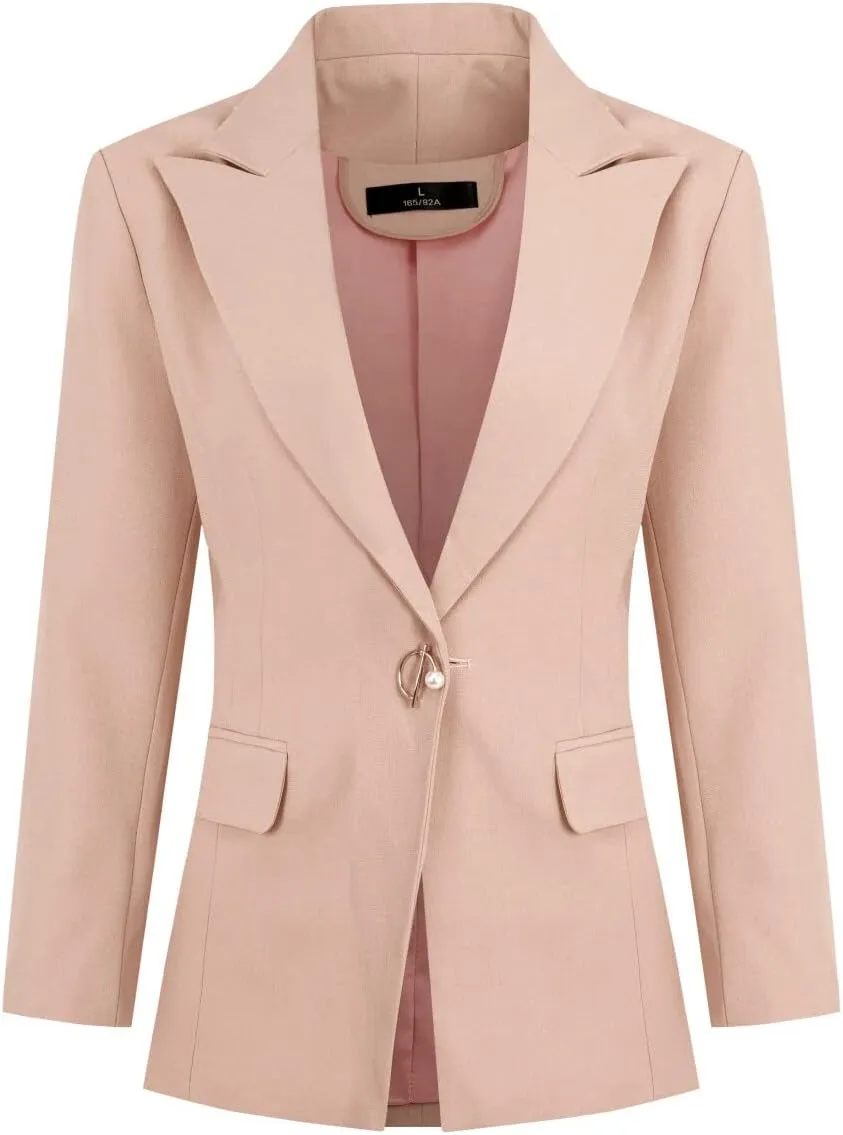 YYNUDA Women's Business 2 Piece Lady Suit Set Office Work Solid 1 Button Pantsuit Blazer Jacket and Pants