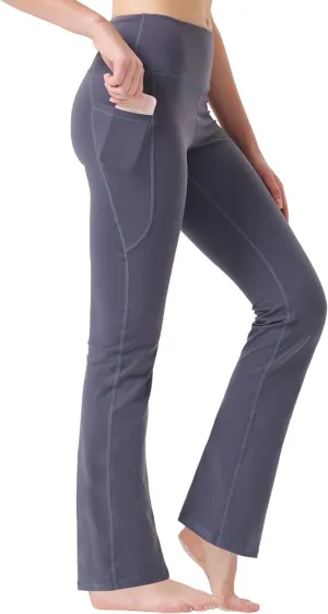 Zeronic Women's High Waist Bootcut Yoga Pants with Pockets Tummy Control Workout Running Pants Long Bootleg Flare Pants